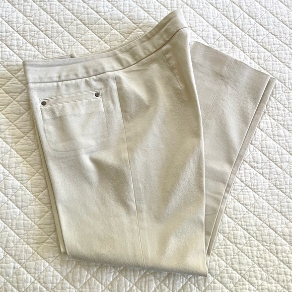 ELLIOTT LAUREN Khaki Tan Cotton Stretch Slim Flat Front Ankle Pants | Size 4 - Picture 1 of 10